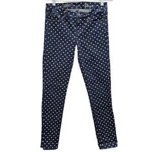 J Crew Jeans Womens Size 25 Blue White Ankle Toothpick Polka Dot Skinny Stretch